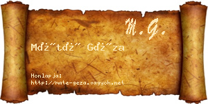 Máté Géza névjegykártya